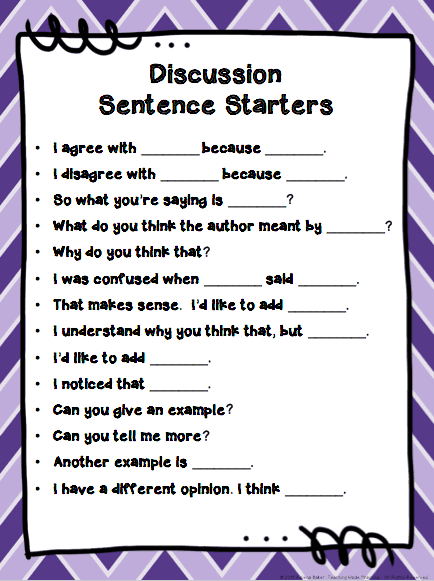 Free Point of View Discussion Sentence Starters to help students learn how to disagree and share different points of view in a respectful way.